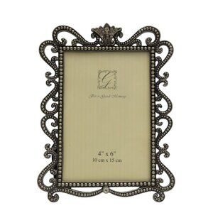 Vintage Ornate Picture Frame 4x6 Scroll Edges Rhinestones